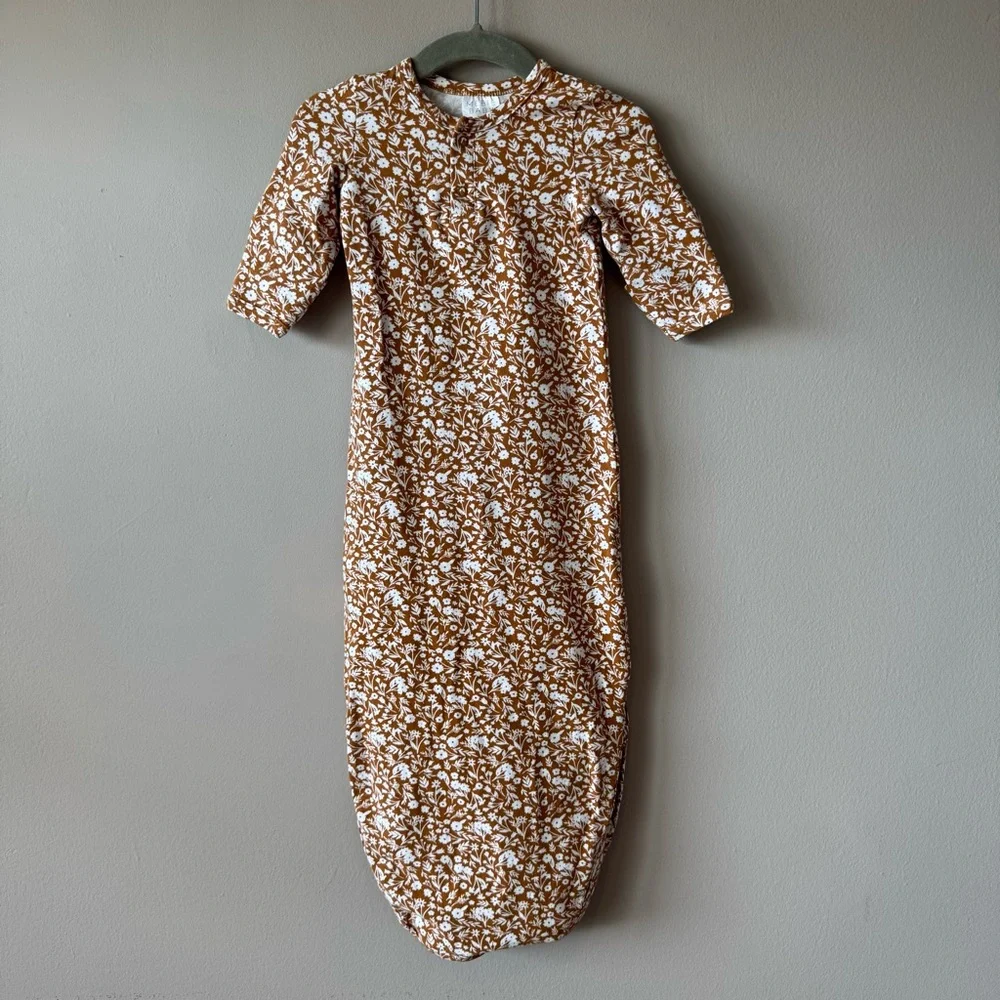 Mebie Baby Cotton Floral Print Knotted‎ Sleep Gown Size 0-3 months